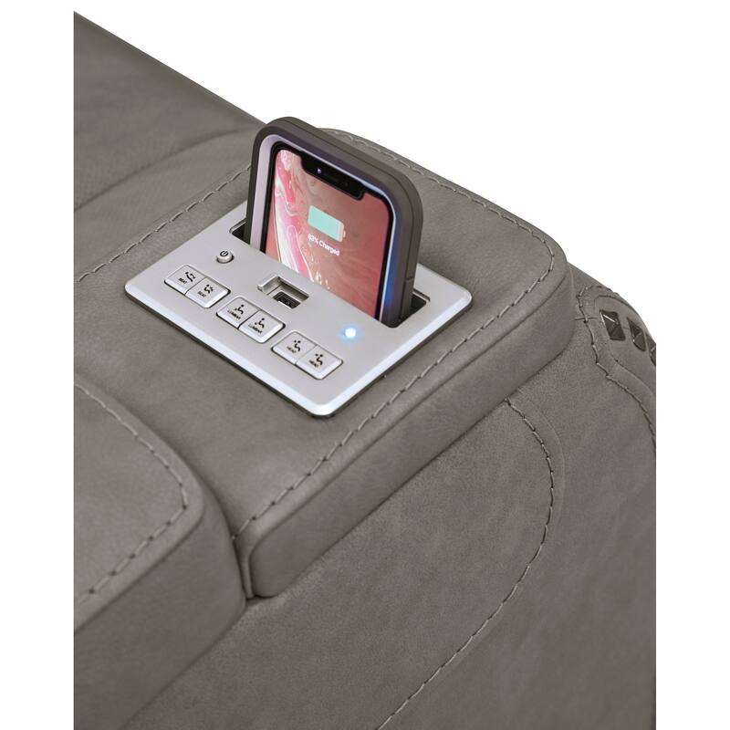 The Man-Den Contemporary Power Recliner with Adjustable Headrest, Dove Gray