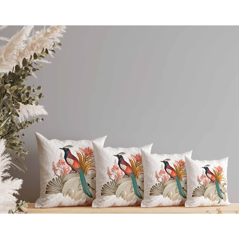 Woodland Flyers Faux Suede Reversible Throw Pillow White and Beige