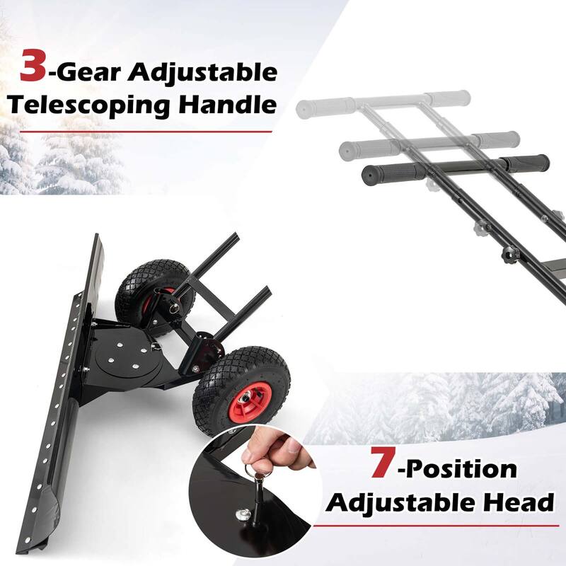 Costway 36" Snow Shovel Pusher with 10" Inflatable Wheels Adjustable - See Details