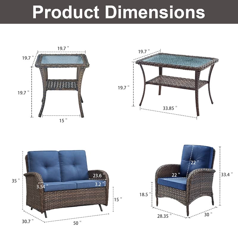 Gymojoy Outdoor Wicker Patio Furniture Loveseat Glider Set