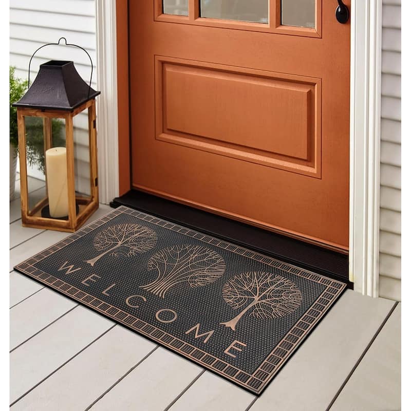 A1HC Welcome Trees Rubber Pin Mat, Beautifully Copper Finished 18"X30"