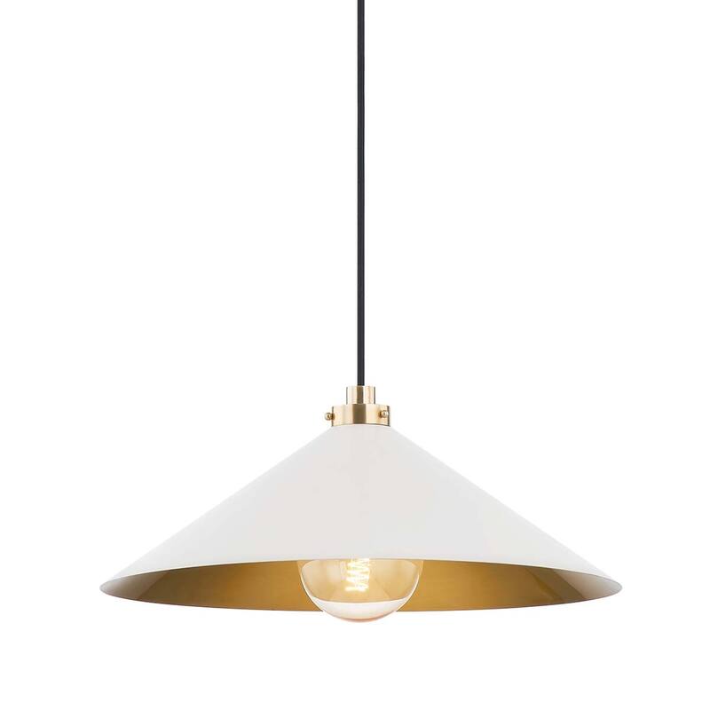 Hudson Valley Lighting MDS1402 Clivedon 20" Wide Pendant - Aged Brass / Off White