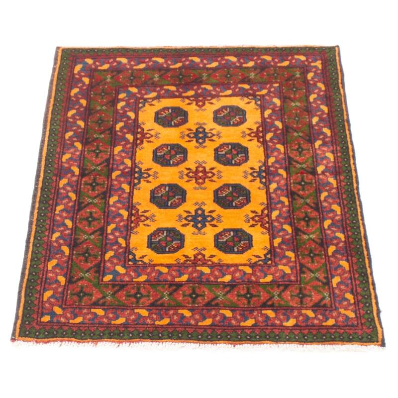 ECARPETGALLERY Hand-knotted Afghan Burnt Orange Wool Rug - 2'8 x 4'1