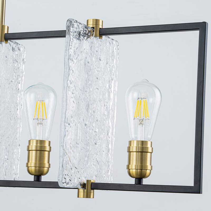 5-Light Linear Kitchen Island Pendant Light Textured Glass Panels - Dia.40.39-in