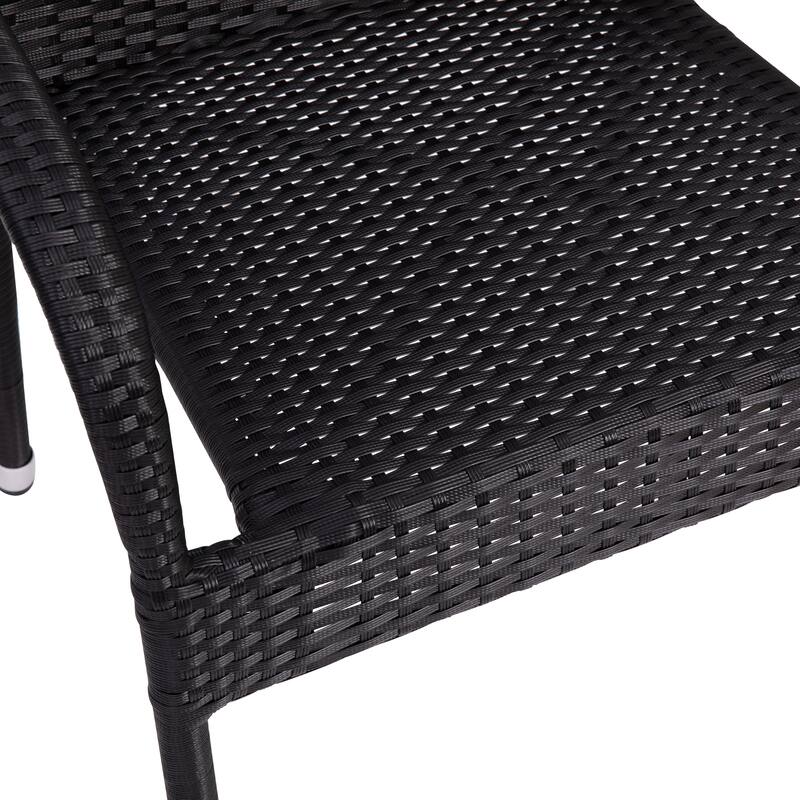 Indoor/Outdoor Stacking Steel Framed Wicker Dining Armchairs - 2 Pack