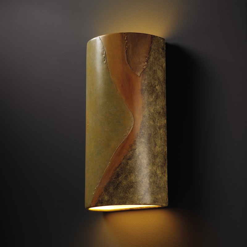 Justice Design Ambiance Harvest Yellow Slate Really Big Cylinder Wall Sconce