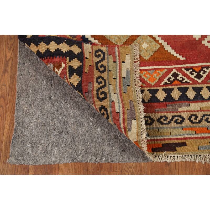 Kilim Qashqai Persian Vintage Rug Hand-Knotted Tribal Wool Carpet - 4'6"x 10'8"