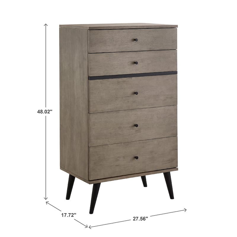 Noe Mid-Century Grey Finish 5-Drawer Chest by iNSPIRE Q Modern