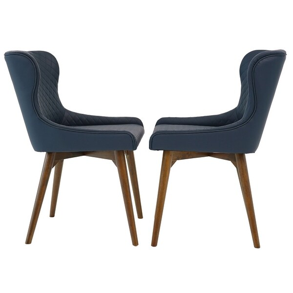 Robin Dining Chair Set of 2 - Navy Blue Vegan Leather - Bed Bath