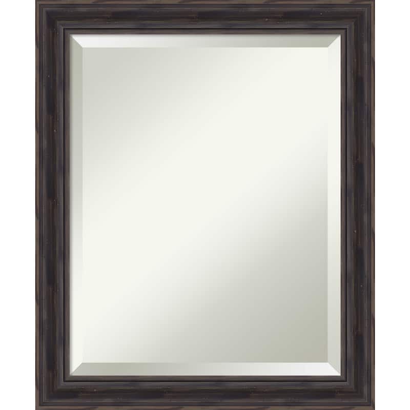 Beveled Wood Wall Mirror - Rustic Pine Frame