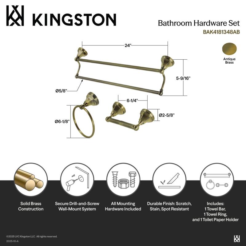 Modern Metropolitan 3-Piece Towel Bar Accessory Set in Antique Brass