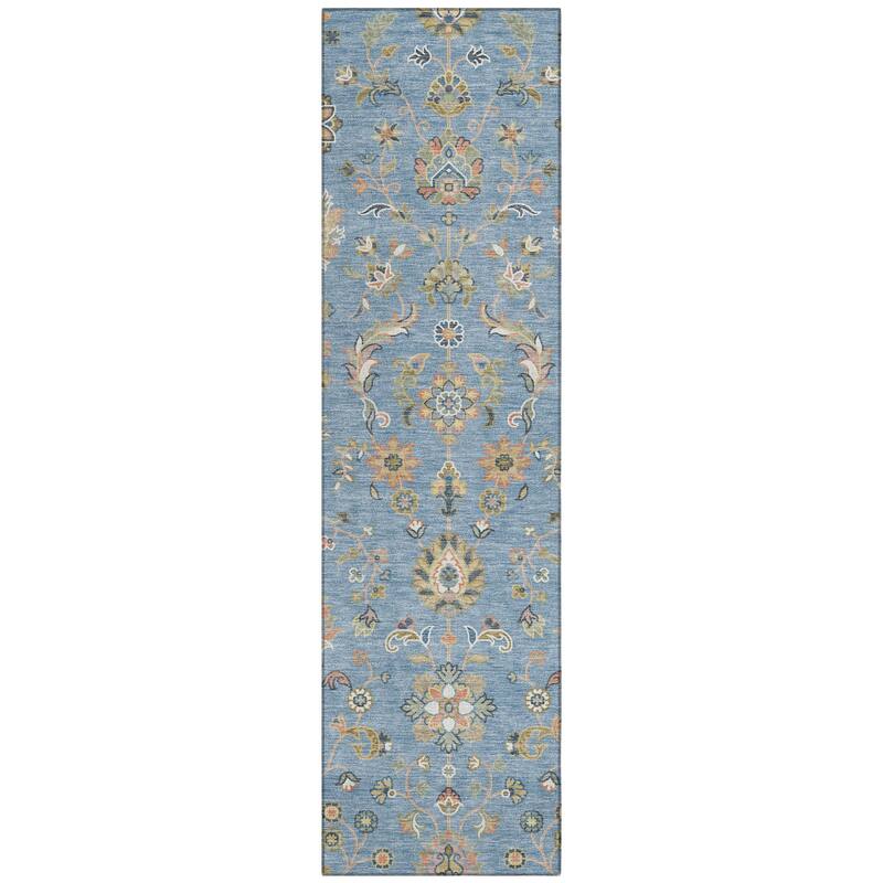 Machine Washable Indoor/ Outdoor Traditional Basalt Chantille Rug