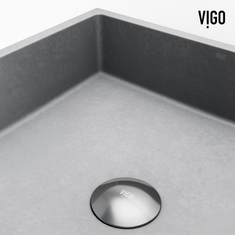 VIGO Alhambra 15"L x 15"W Concrete Vessel Sink and Sterling 11"H Faucet Set