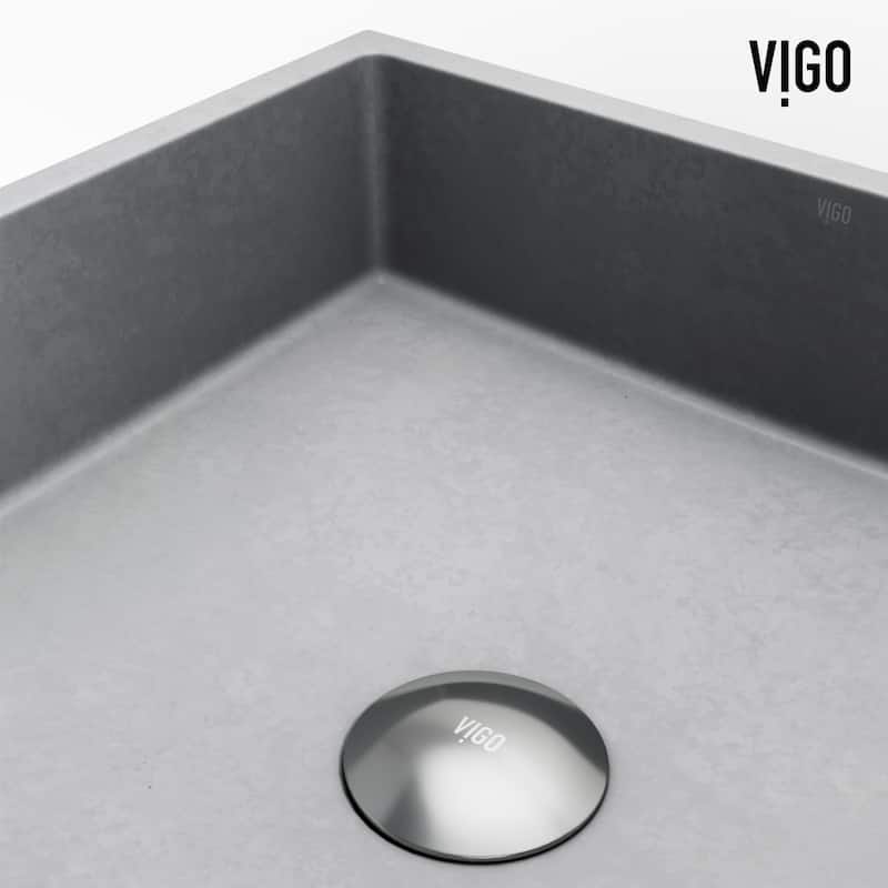 VIGO Coca 19"L x 15"W Concrete Vessel Sink and Cass 12"H Faucet Set