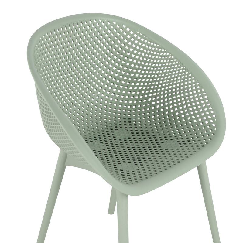 BNK Modern All-Weather PP Plastic Armchair With Mesh Hollow-Out, Indoor/Outdoor (Set of 2)