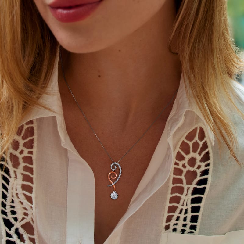 3/8 Cttw Natural Diamond 14KT 2-Tone Pink Gold Pendant