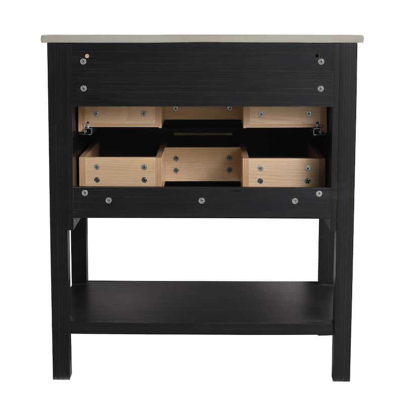 Bathroom Vanity With Sink In 30 Inch, Freestanding Bathroom Vanity With 2 Soft Close Drawers
