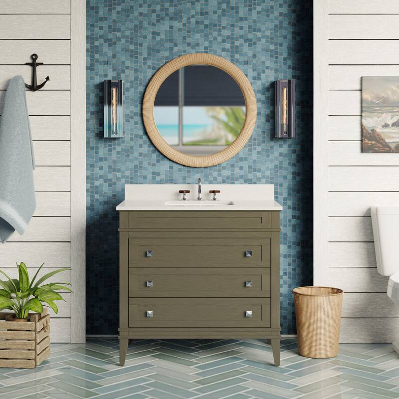 KitchenBathCollection Eleanor 36" Bathroom Vanity with Quartz Top
