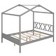 preview thumbnail 60 of 65, Wood Playhouse Bed wSemi-enclosed Roof, Headboard, Footboard Storage