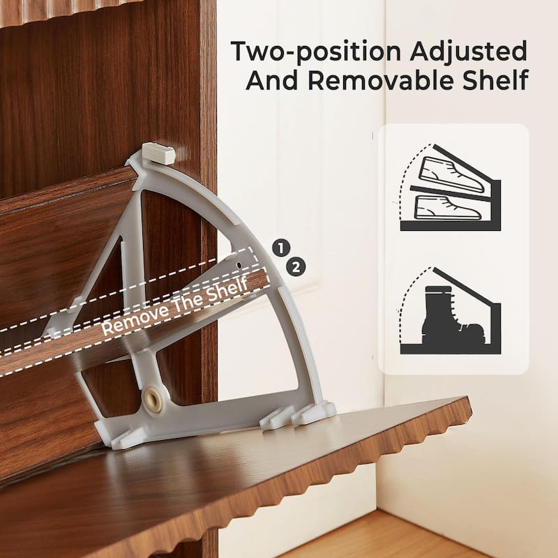 47.2''W Shoe Storage Cabinet for Entryway with 4 Flip Drawers, Fluted Slim Shoe Cabinet for Foyer, Hallway