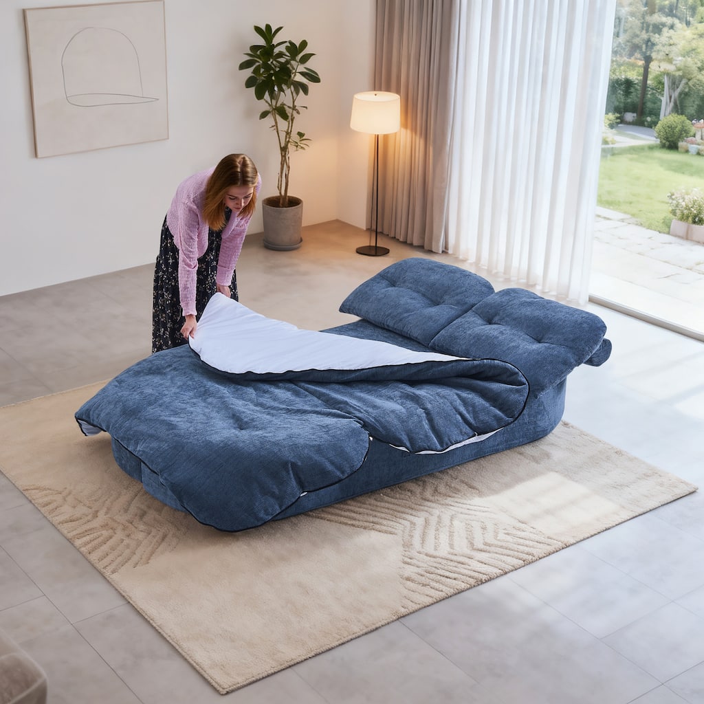 Foldable Sleeper Sofa Bed Convertible Sofa with Hidden Quilt and Large Pillows, Living Room Loveseat Sofa, Modern Floor Sofa