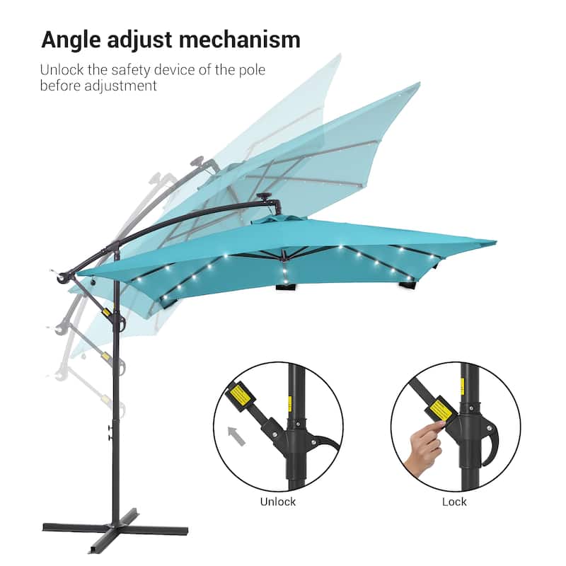 BONOSUKI Outdoor Umbrella,8.2x8.2ft Canopy Offset Umbrella With LED