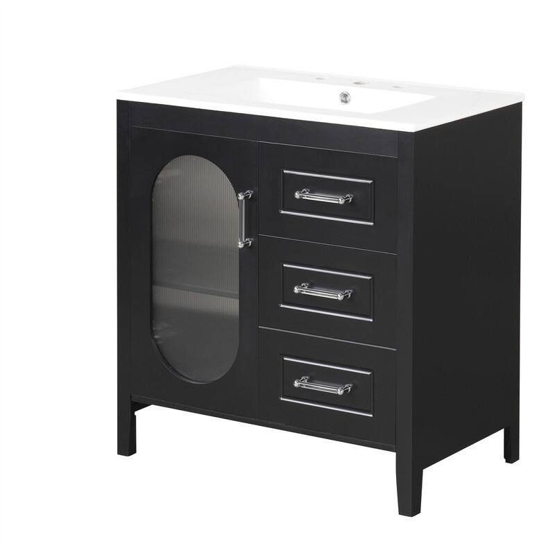 30" Bathroom Vanity with Sink, Bathroom Vanity Cabinet with 2 Drawers and Door, Adjustable Shelf