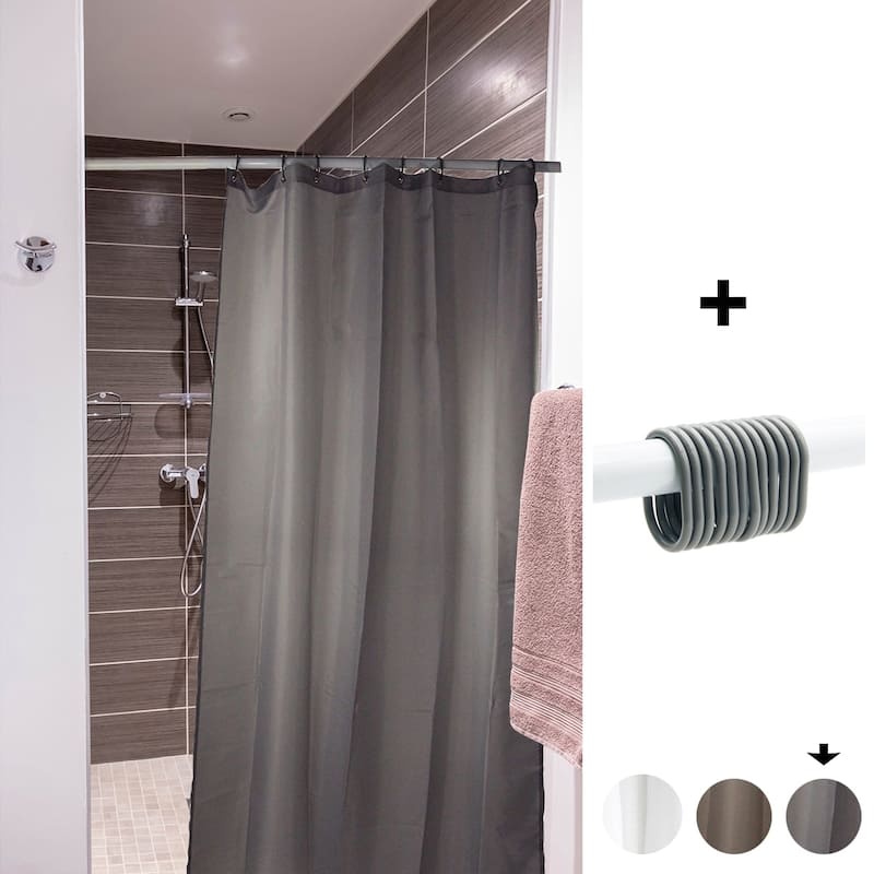 Stall Shower Curtain Half Size Polyester 8 Rings 72"L x 48"W