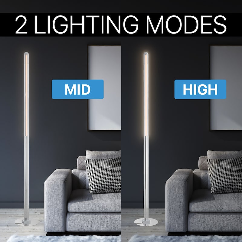 Sagwa 68" Integrated LED Metal Floor Lamp, Chrome by JONATHAN Y