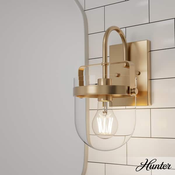 slide 2 of 6, Hunter Karloff 1 Light Wall Sconce - Rustic, Glam, Transitional Alturas Gold