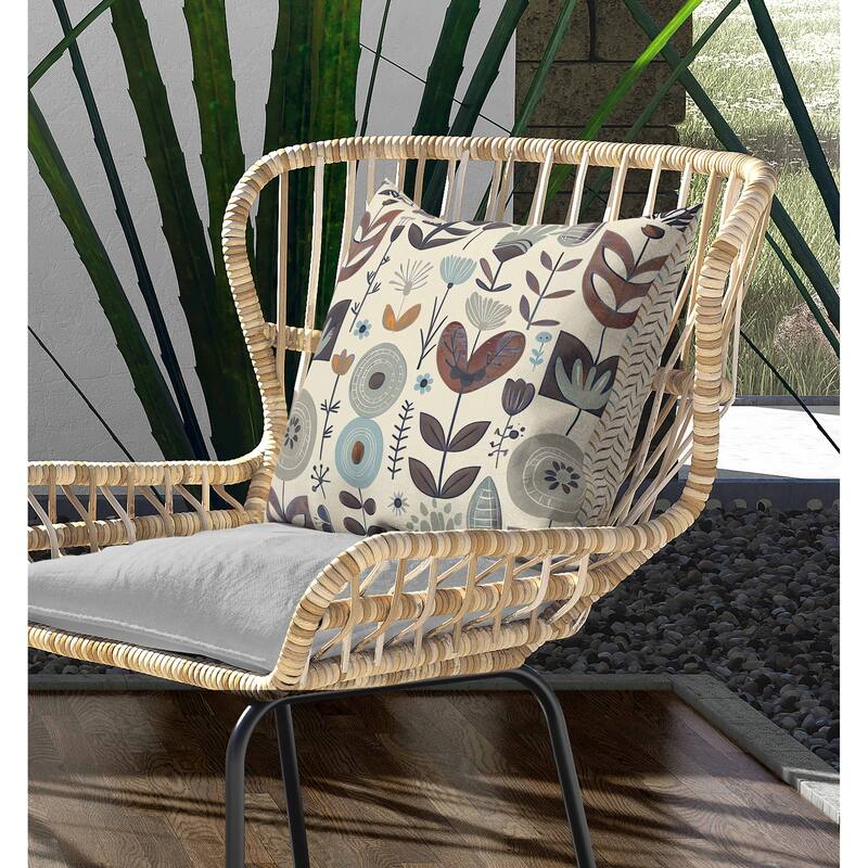 Baltic Blossoms Indoor/Outdoor Reversible Throw Pillow Beige and Orange