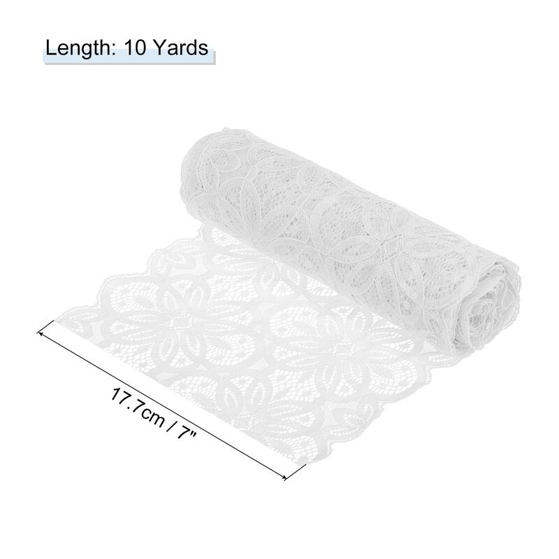 Lace Ribbon 7 Inch Lace Flower Trim for Craft Gift Wrappers Wedding - White - 10 Yard