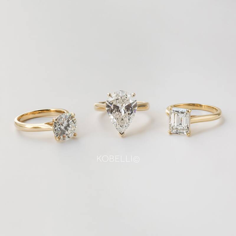 Kobelli 3.49 Carat Natural Diamond GIA Certified 14k Solid Gold Round Solitaire Cathedral One-of-a-Kind Franz Engagement Ring