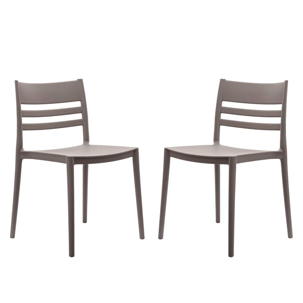 Commercial All-Weather Resin Stack Chair with Slatted Backrest-Set of 2 - 19.75"W x 20.75"D x 31.75"H