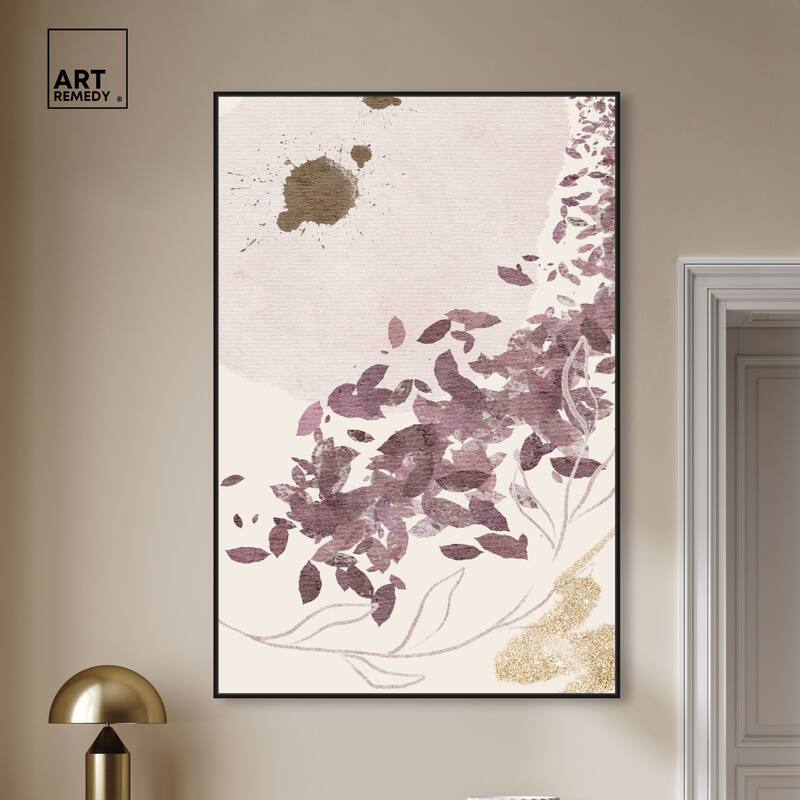 Art Remedy Golden Vineyards Framed Boho Abstract 1 Piece Canvas Wall Art