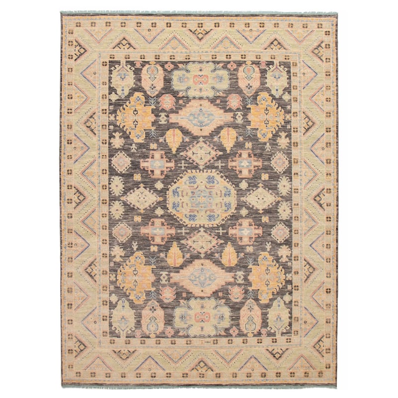 ECARPETGALLERY Hand-knotted Modern Oushak Dark Grey Wool Rug - 9'0 x 11'11 - Dark Grey - 9'0 x 11'11