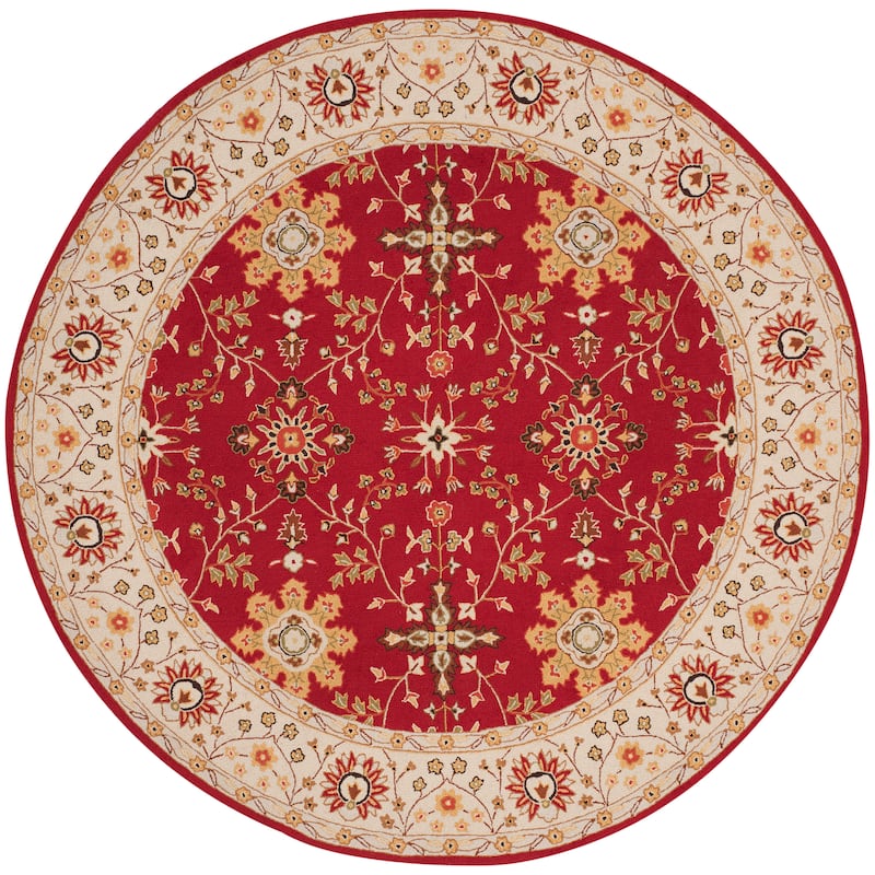 SAFAVIEH, Handmade Easy Care Mariola Oriental Rug - 8' Round - Red/Ivory