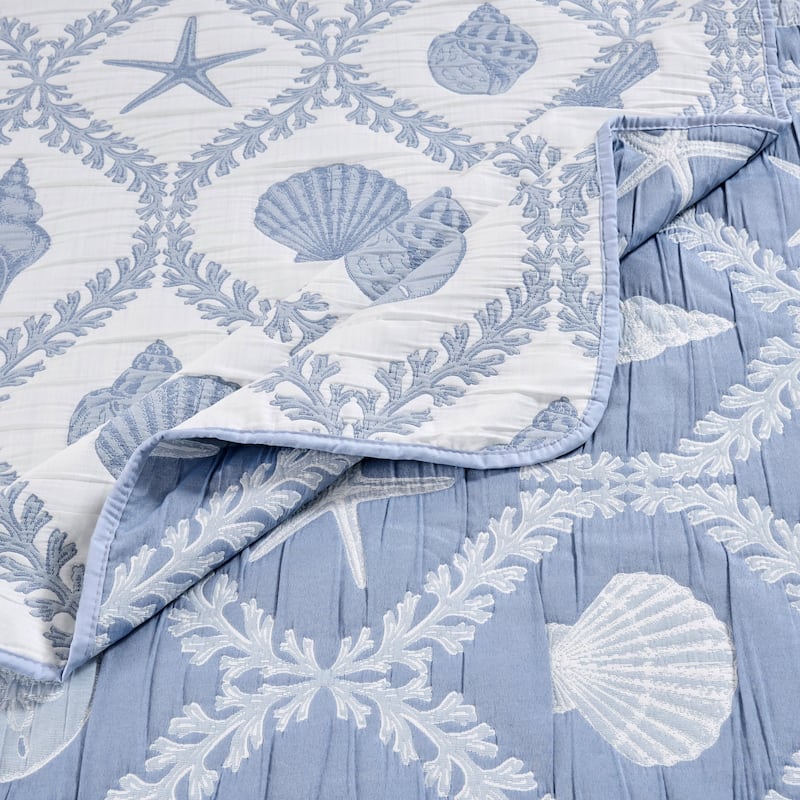Greenland Home Fashions Laguna Reversible Matelassé Coastal Coverlet Set