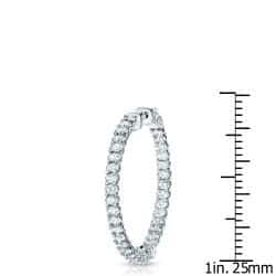 Auriya 14k Gold 1 1/2ctw Medium Trellis Diamond Hoop Earrings - 0.90-inch (H-I, SI1-SI2)