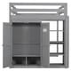 preview thumbnail 20 of 19, Full Size Loft Bed with Built-in Wardrobe and Storage Shelves, Modern Kids Teens Wood Bed Frame with Led Light