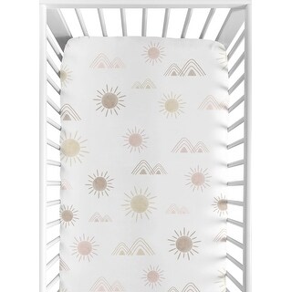 Boho Desert Sun Girl Fitted Crib Sheet - Blush Pink Mauve Gold Taupe Bohemian Watercolor Mountains Southwest Nature Outdoors
