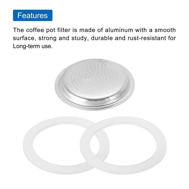 Aluminium Filter Replacement50x41x5mm for 2-Cup Use Mocha Coffee Maker Pot - Silver