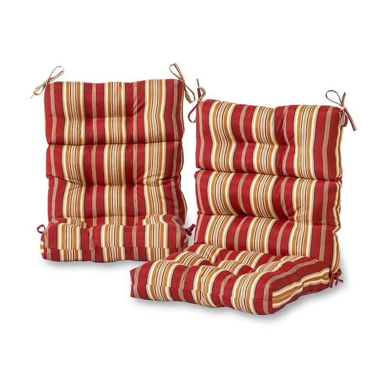 Roma Stripe 44x22-inch Outdoor High Back Chair Cushion (Set of 2) (Cushions Only)