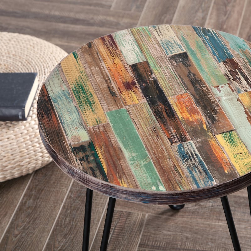Greenage Reclaimed Wood End Table Living Room Night Stand Use