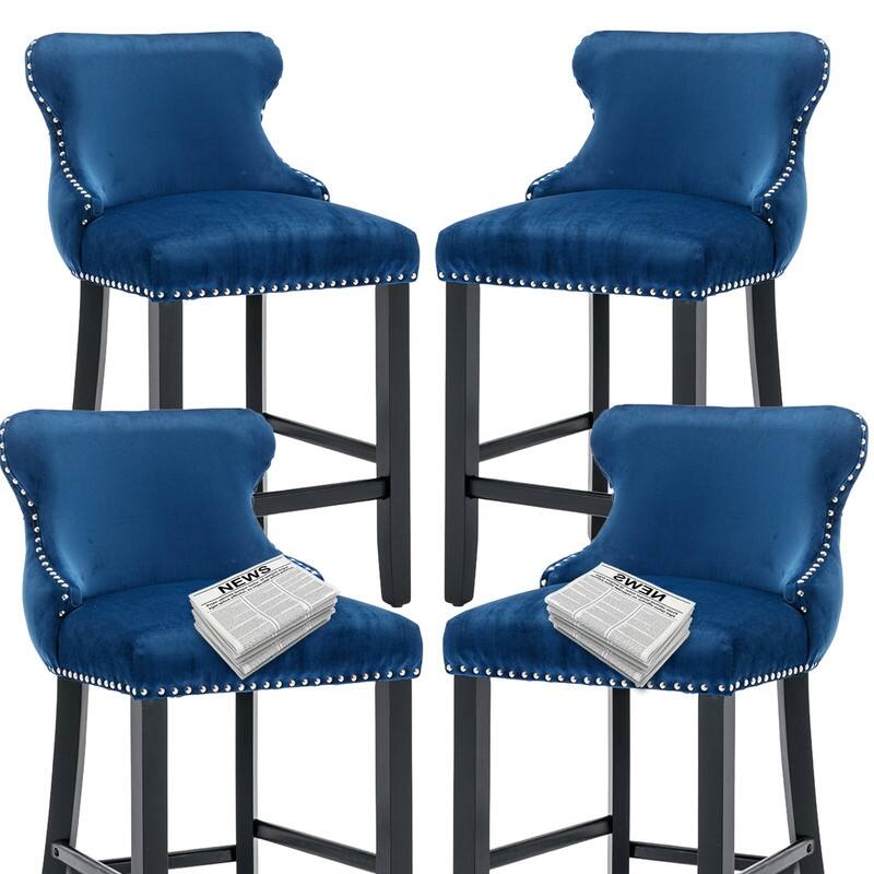 Upholstered Wing Back Bar Stools (Set of 6)