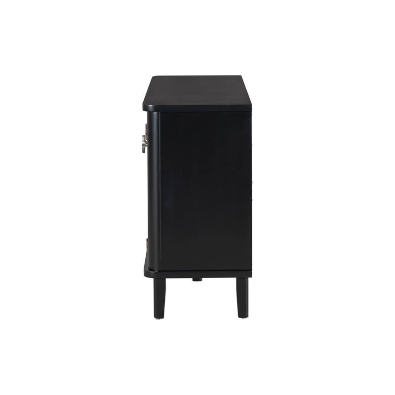 Modern Solid Wood Cabinet with Three Acacia Solid Doors and Adjustable Shelves Ideal for Living Room, Study, Corridor