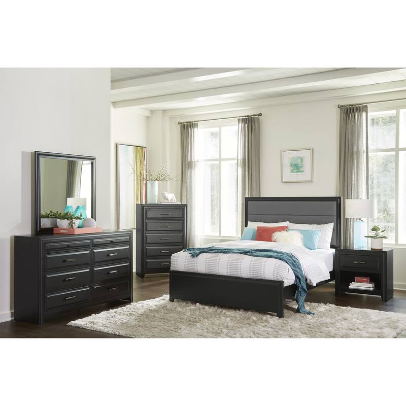 Cordelia Modern Storage Nightstand with 1 Drawer and Shelf, Espresso Finish, Black Hardware
