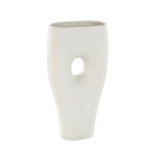 Ceramic Abstract Ribbed Cutout Decorative Vase with Speckled Texturing ...