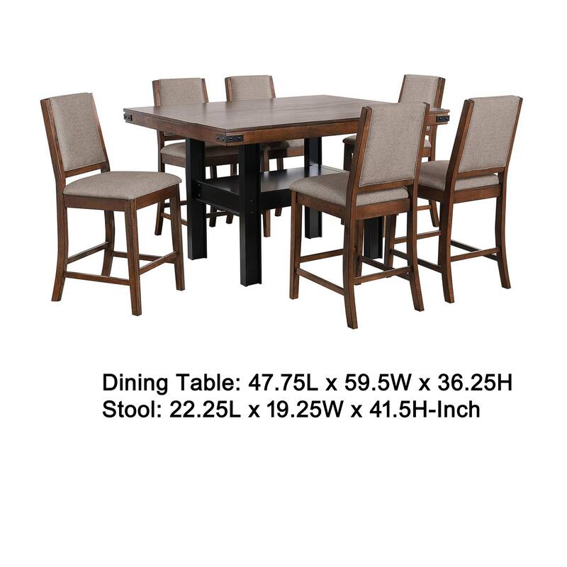 Patter 5 Piece Counter Height Dining Set, 4 Chairs, Mango Oak