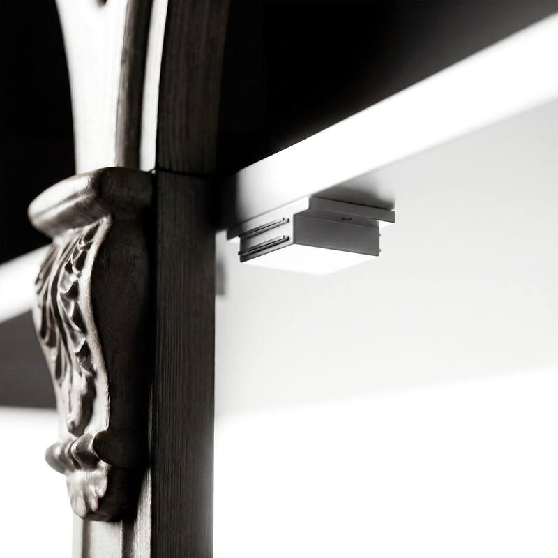 Arched Glass Door Display Cabinet with Iron Frame, Tall Curio Bookcase with Drawers, Farmhouse Storage Cabinet